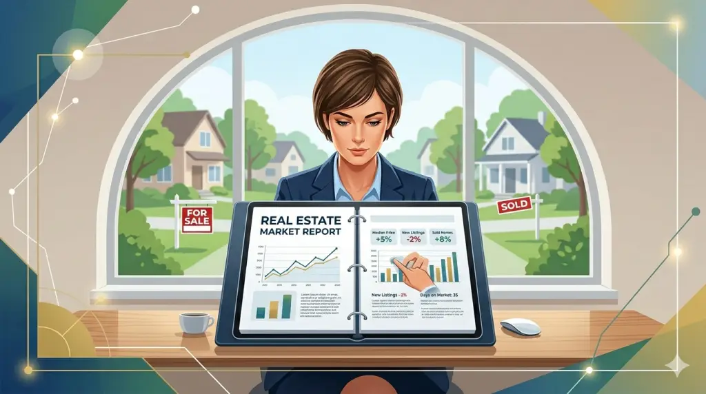 Florida real estate agent advising a client how to read a real estate market report like a pro