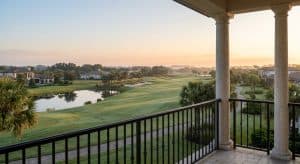 Best views in Reunion Florida from a residential balcony overlooking golf and landscaped surroundings