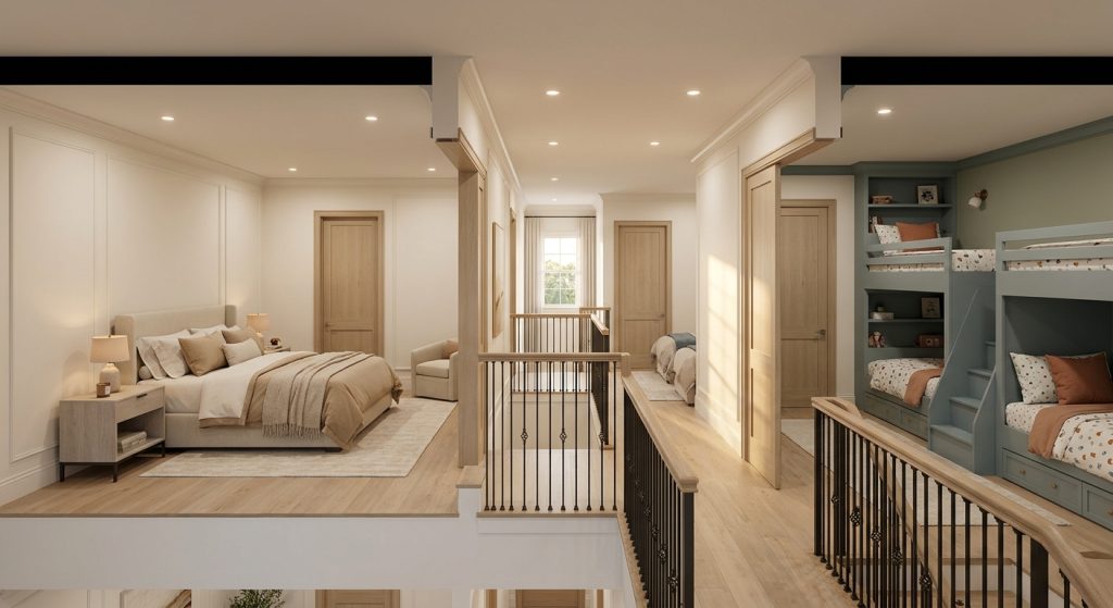 How many bedrooms do you need in a Reunion vacation home with guest suites and a bunk room